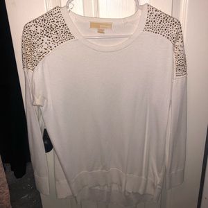 Michael Kors gold beaded ivory sweater small